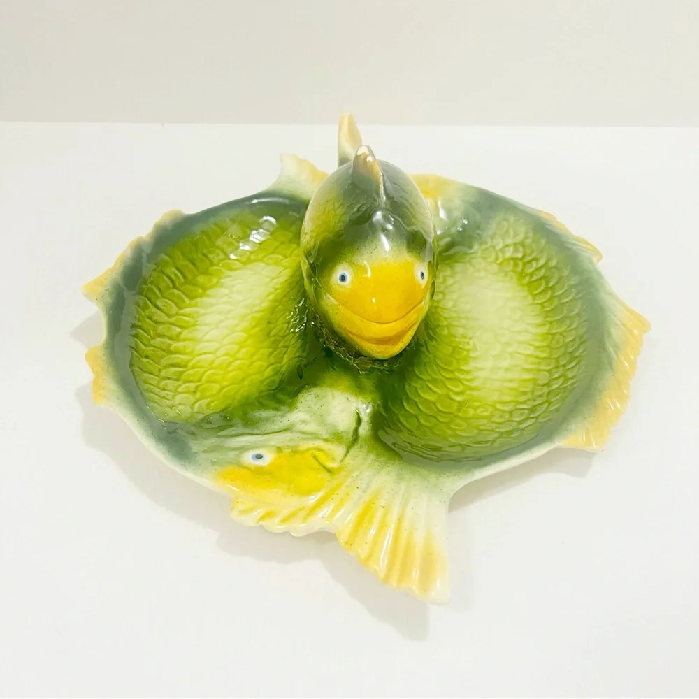 Vintage italy colorful fish shaped ceramic serving platte